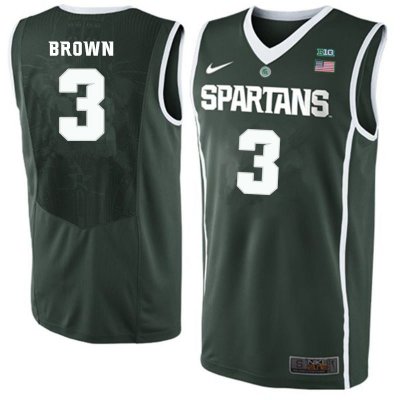 Men Michigan State Spartans NCAA #3 Shannon Brown Green Authentic Nike 2019-20 Stitched College Basketball Jersey TO32I71MW